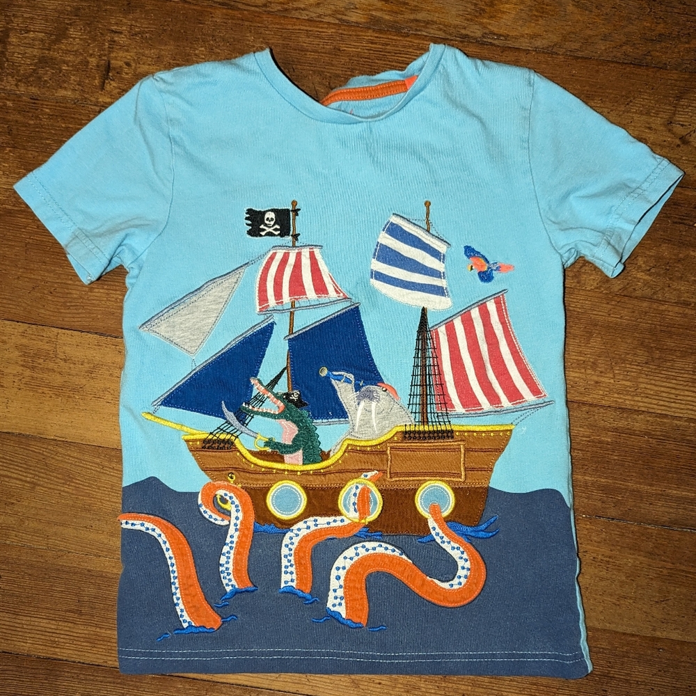 Mini Boden 6-7 Pirate Ship shirt